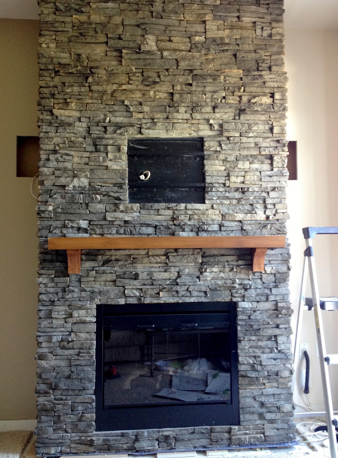 Fireplace Chapel Hill  Hirondelle Rustique: DIY Stacked Stone Fireplace (First Remodeling Project Part 2)