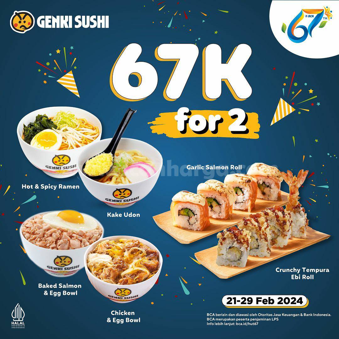 Promo GENKI SUSHI HUT BCA 67 – Harga Spesial Rp. 67RIBU