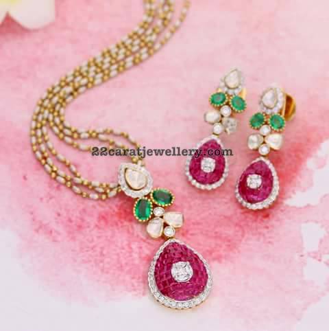 Ruby Diamond Incredible Pendant Earrings