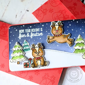 Sunny Studio Stamps: Gleeful Reindeer Money Pocket Christmas cards by Lexa Levana.