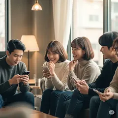 F&B 앱을 즐기는 젊은 사용자 모습