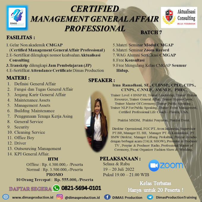 WA.0821-5694-0101 | Certified Management General Affair Professional (CMGAP) 19 Juli 2022