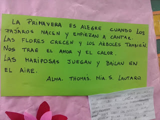 Se muestra un poema realizado por Lautaro, Alma, Mía y Thomás