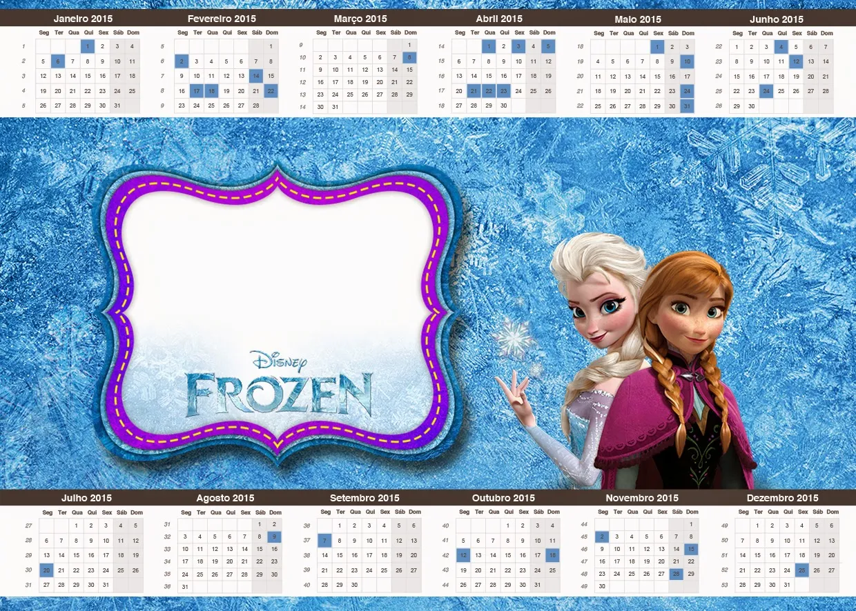 Free Frozen Printable  Calendar 2015.