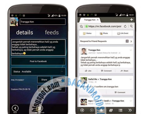 New BBM Mod terbaru post To Facebook update status FB dari BBM