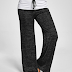 Active Wide Leg Stretch Waistband Pants With Stitching Design in Black