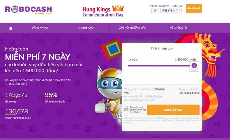 Robocash – Vay online 0% lãi suất chỉ với CMND, duyệt vay tự động