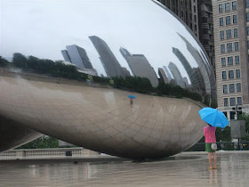 the bean, chicago, cloud gate, in the rain, sculpture