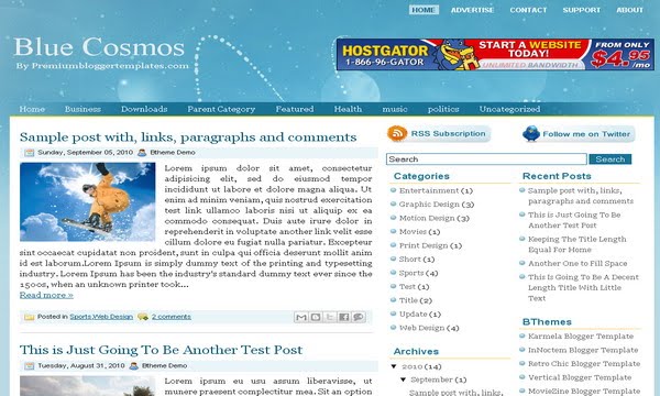 Blue Cosmos Blogger Template