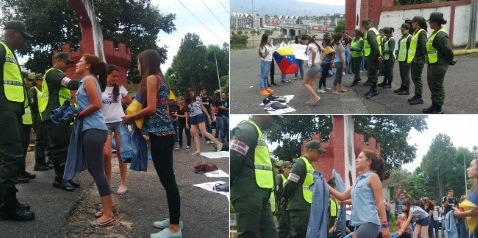 Estudiantes se quitan los pantalones ante la GNB como acto simbólico. Táchira. 