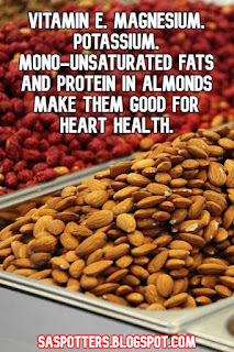 Vitamin E, magnesium, potassium, mono-unsaturated fats and protein in almonds make them good for heart health.