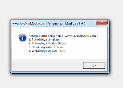 Penggunaan MsgBox Pada VB 6.0