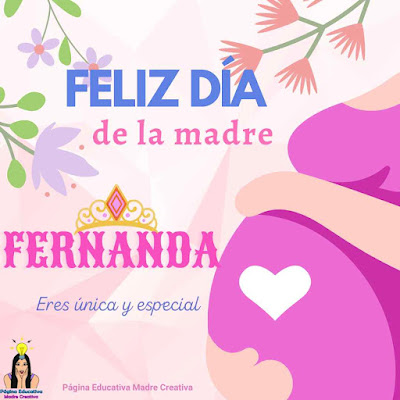 Pin Feliz Día de la Madre nombre Fernanda para imprimir