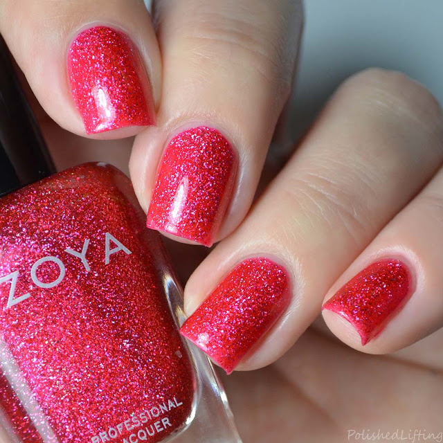 red holographic nail polish