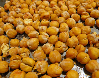Browned Chickpeas on Baking Sheet