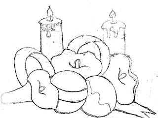 desenho de velas, laço, copos-de-leite-e-bolas-de-natal-para-pintar