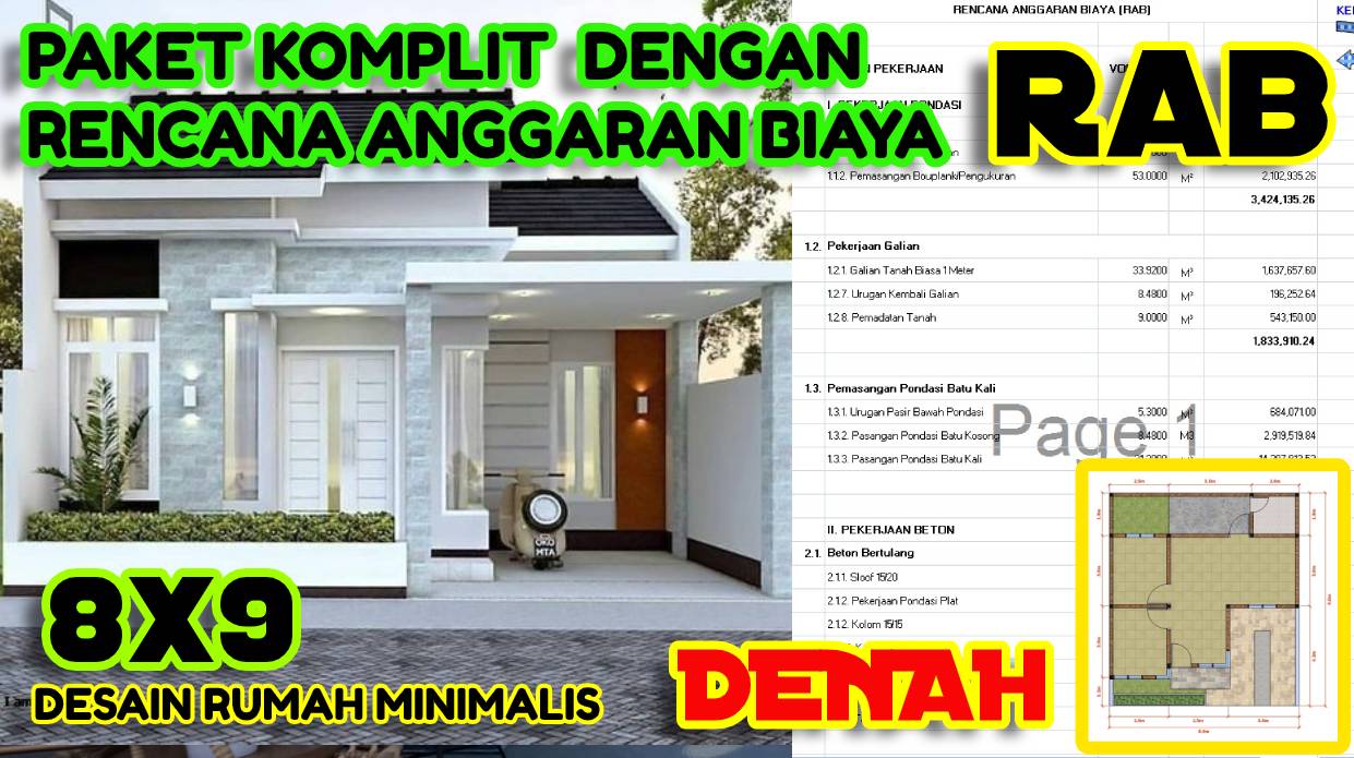 Denah Rumah  Type 45 dan  RAB  DESAIN  RUMAH  MINIMALIS