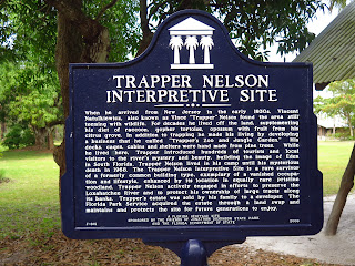 Trapper Nelson`s Interpretive Site sign in Jonathan Dickson State Park, Jupiter, Florida