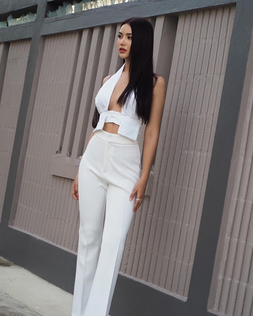 Jess Thanchaya Inprasert – Most Beautiful Thai Trans Model in White Suit Two Piece Women's Photoshoot