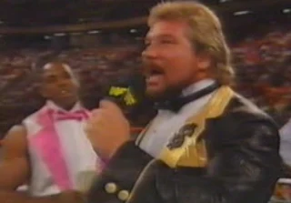 WWF / WWE Summerslam 1989 - Ted Dibiase cut a promo on Jake Roberts before wrestling Jimmy 'Superfly' Snuka