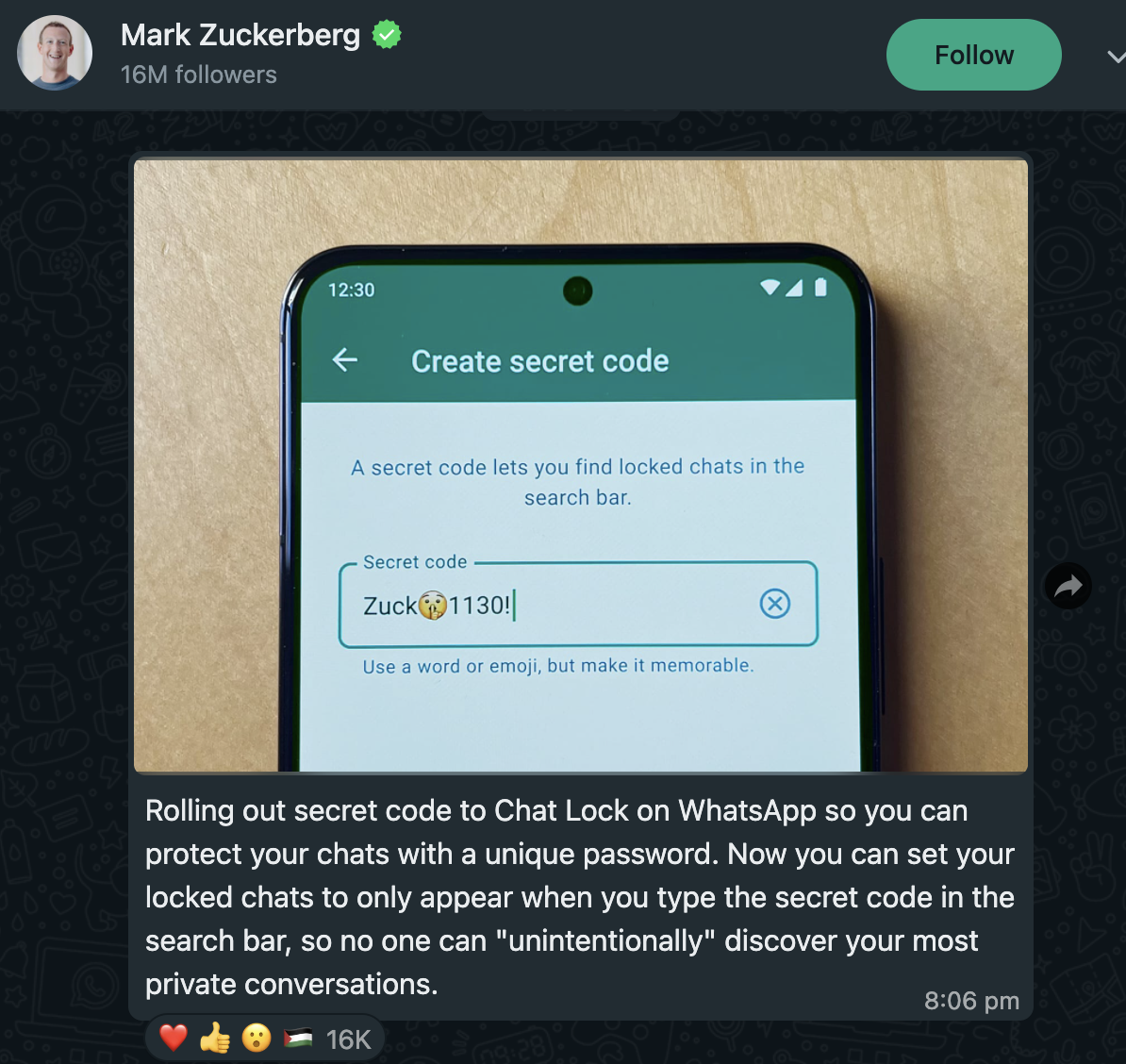 WhatsApp Secret Code Feature Lets Users Set Unique Locked Chat Passwords