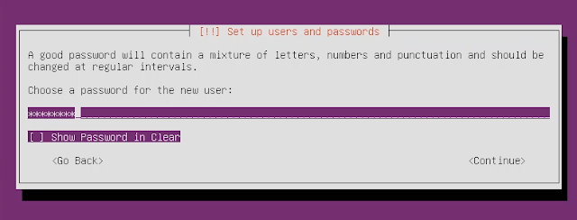 Isi Password Ubuntu Server