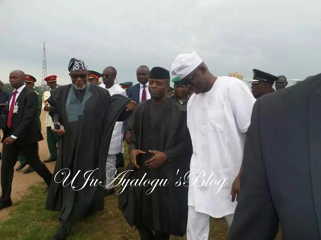 Osinbajo was in Ekiti to pay last respect to late General Adebayo.