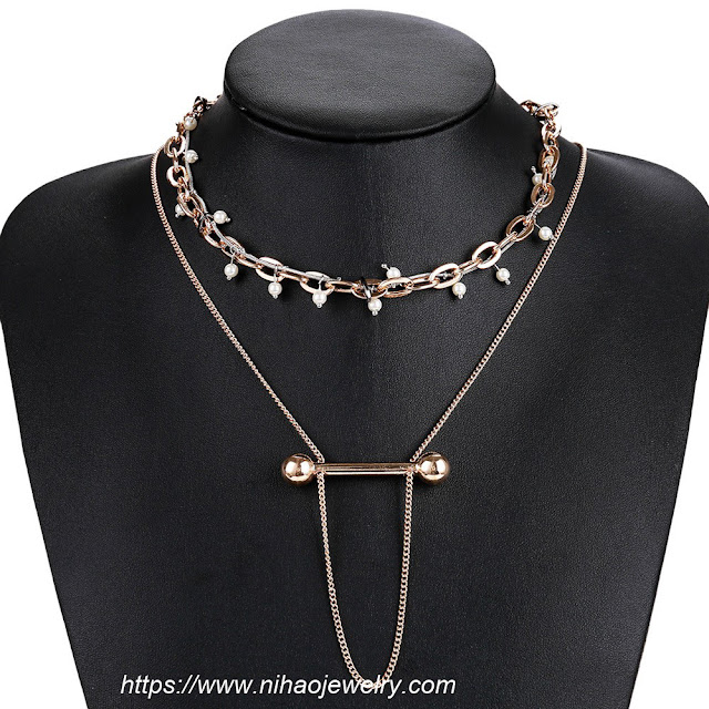 Exotic alloy plating necklace (Gold)