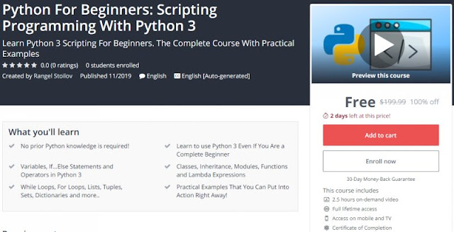 [100% Off] Python For Beginners: Scripting Programming With Python 3| Worth 199,99$