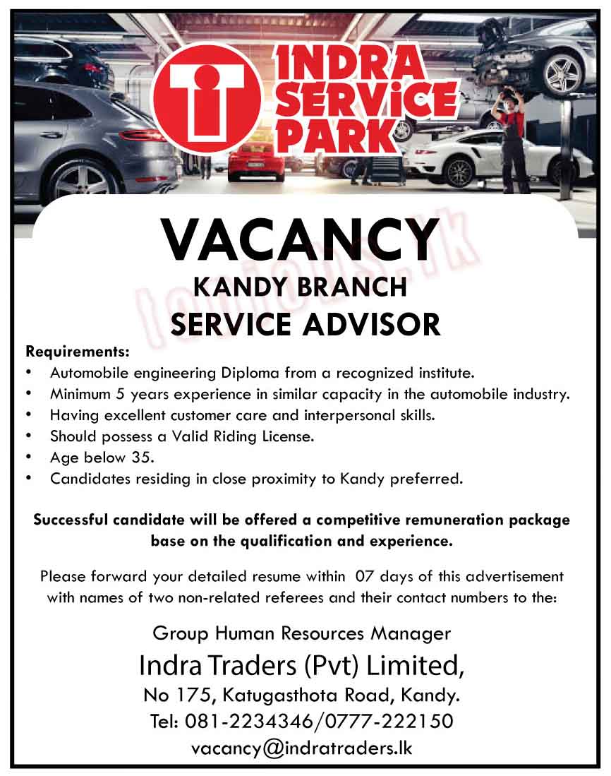 Service Advisor Vacancy Indra Traders