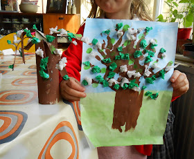 kids painted craft tree