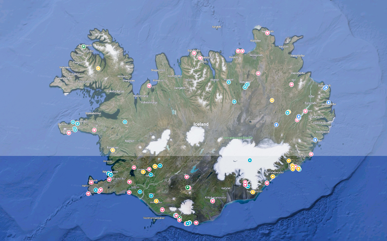 Bản đồ phân chia Bắc-Nam Iceland