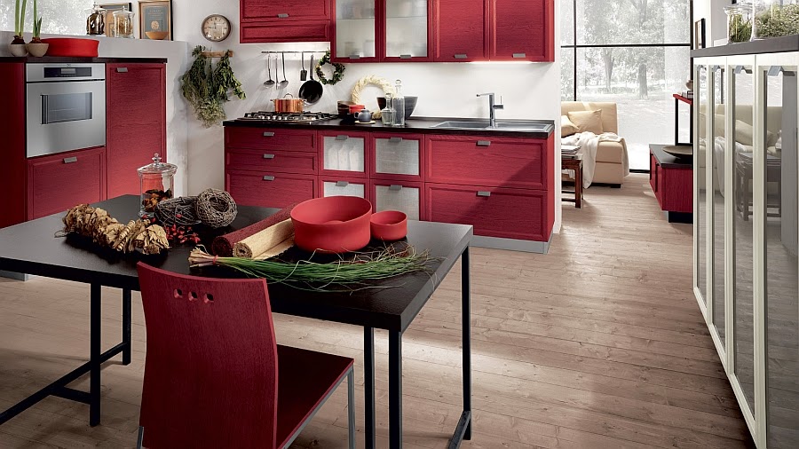 Diseño de Cocinas en colores Rojo y Negro