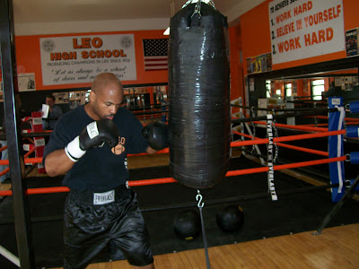 Hayes pounds the Heavy Bag