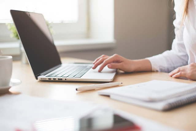 woman working on laptop