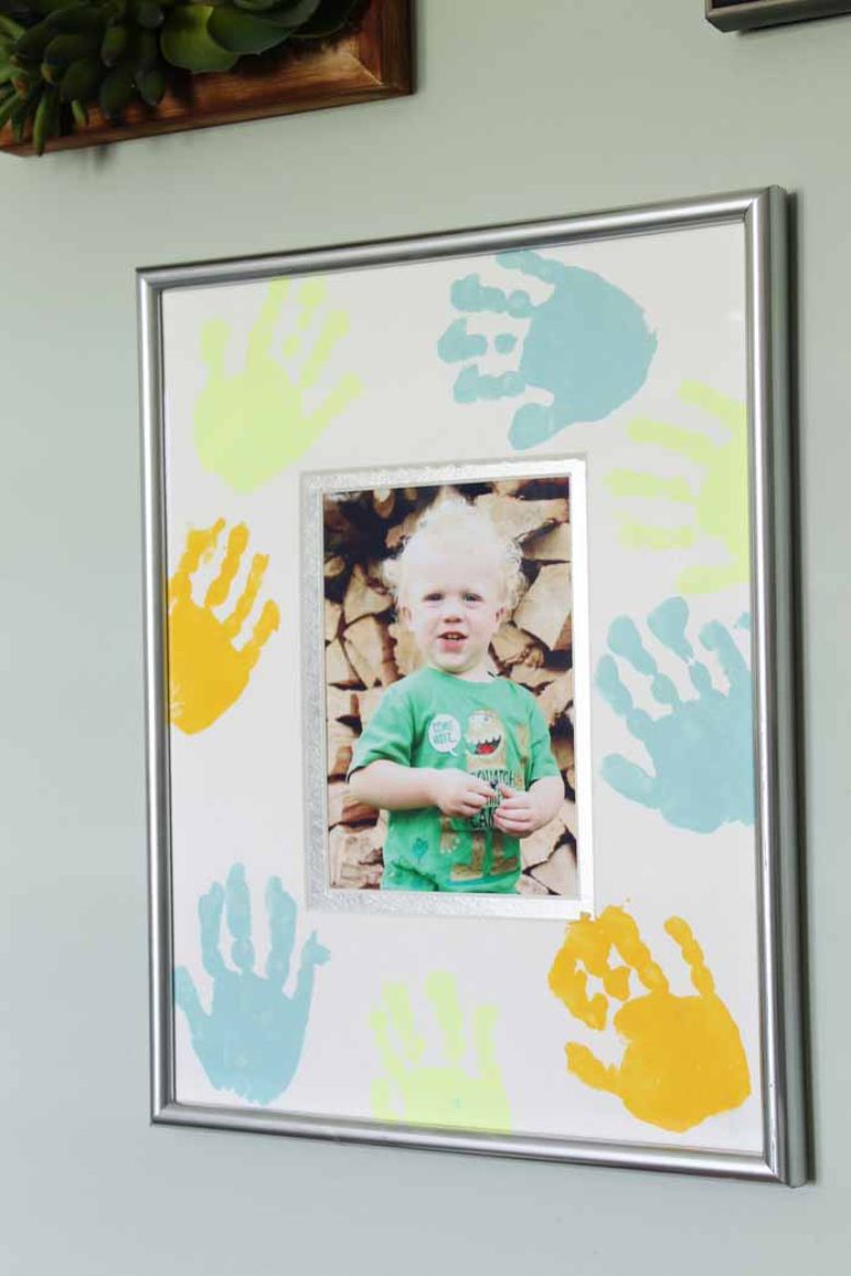 Handprint picture frame - Father's Day painting ideas