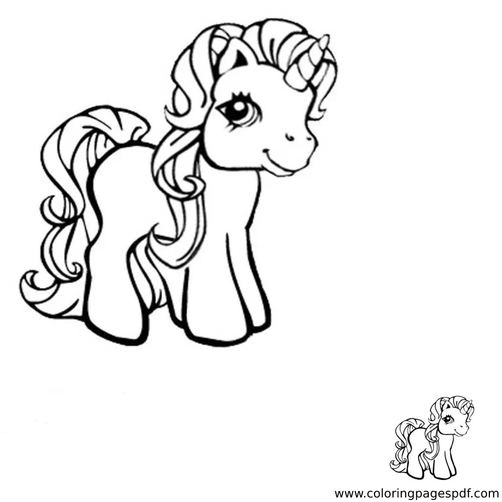 Coloring Page Of A Small Unicorn Cartoon