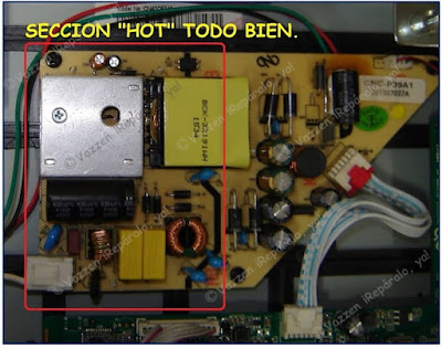 Revisión de componentes en parte Hot de fuente CNC-P39A1