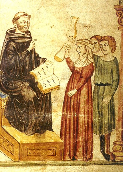 doctor examining urine
