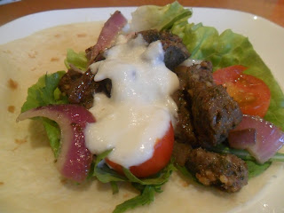 Lamb souvlaki wraps