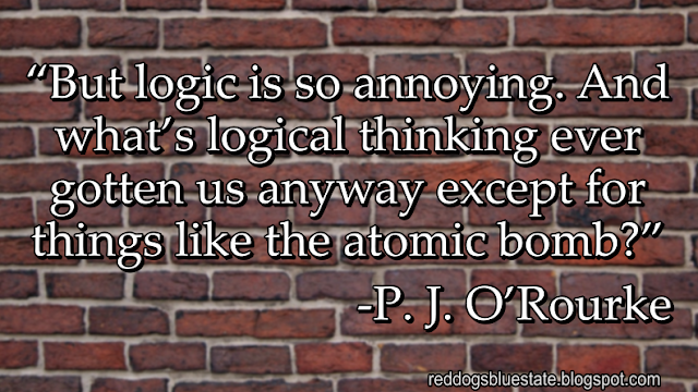 “But logic is so annoying. And what’s logical thinking ever gotten us anyway except for things like the atomic bomb?” -P. J. O’Rourke