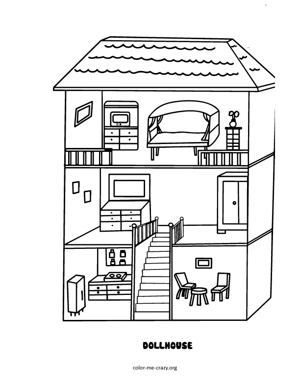 Free coloring pages of dollhouse