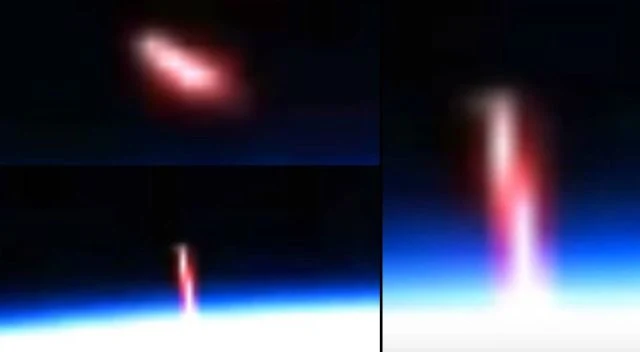 Strange object is leaving the atmosphere recorded by camera on board the ISS