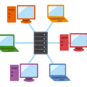 クライアントサーバ型ネットワークのイラスト