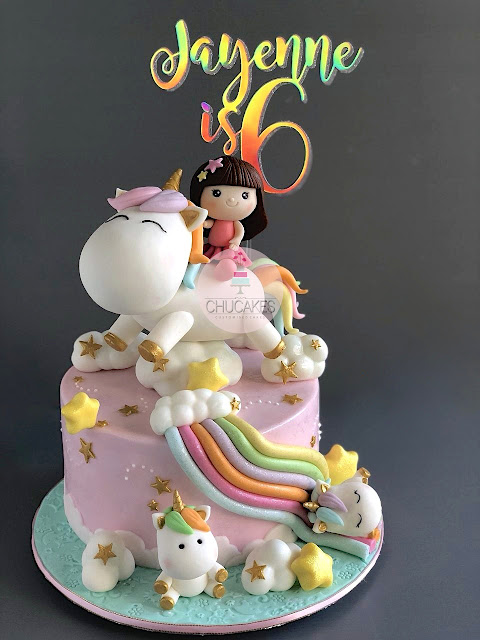 fondant cake unicorn unicorns little girl hologram topper gold stars chucakes