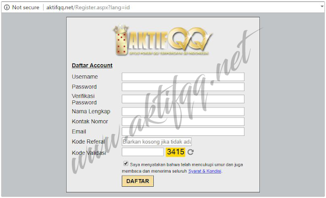 Panduan Daftar di WWW.AKTIFQQ.NET Agen Poker Online Terpercaya Se-Indonesia