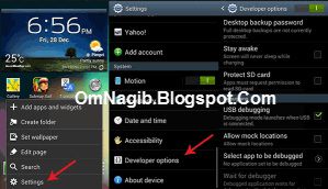 Aktivkan Opsi Pengembang Dan Enable USB Debugging Di Android Honeycomb Dan Android ICS