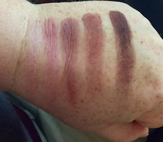 Dose of Colors Marvellous Mauves Eyeshadow Palette finger swatches by me.