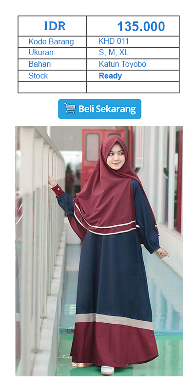 Gamis Khadija in Navy-Maroon