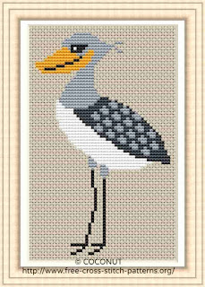 Shoebill, Free and easy printable cross stitch pattern